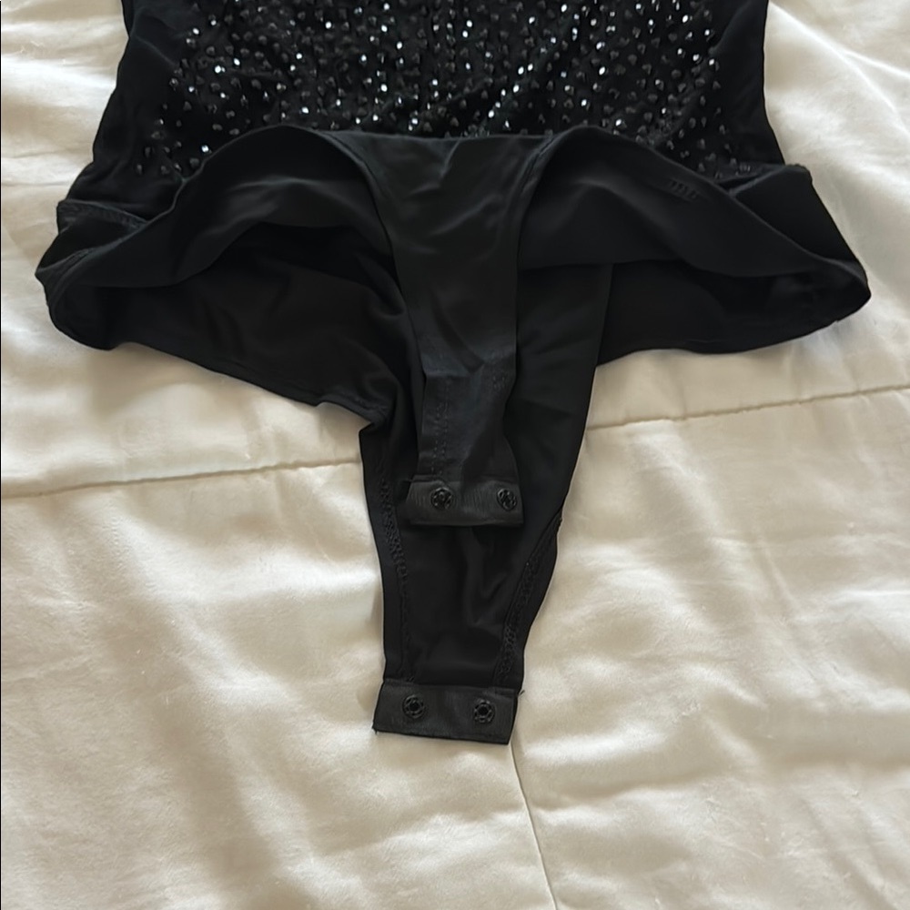 Black sheer sparkly Long Sleeve Bodysuit by Windsor size medium NWT - Picture 6 of 8